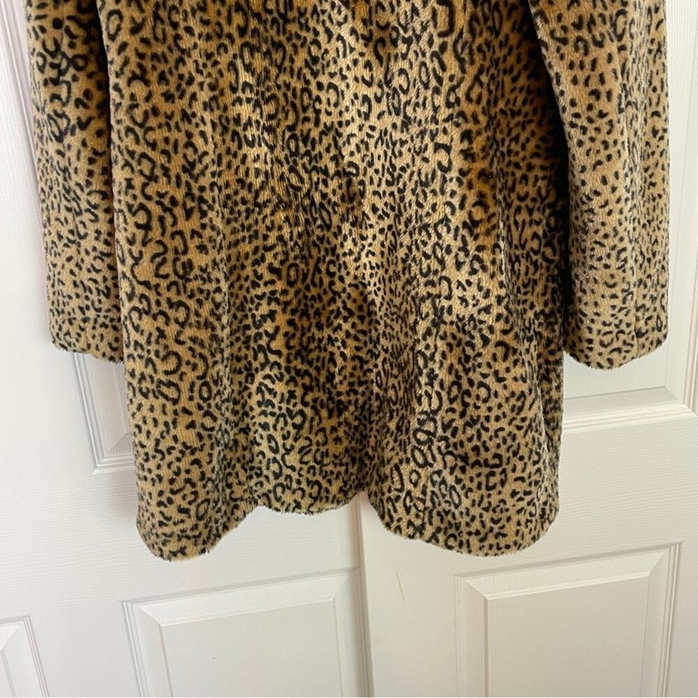 Kristen Blake Leopard Faux Fur Coat Glam Statement Mid-Length Size S - Picture 6 of 9